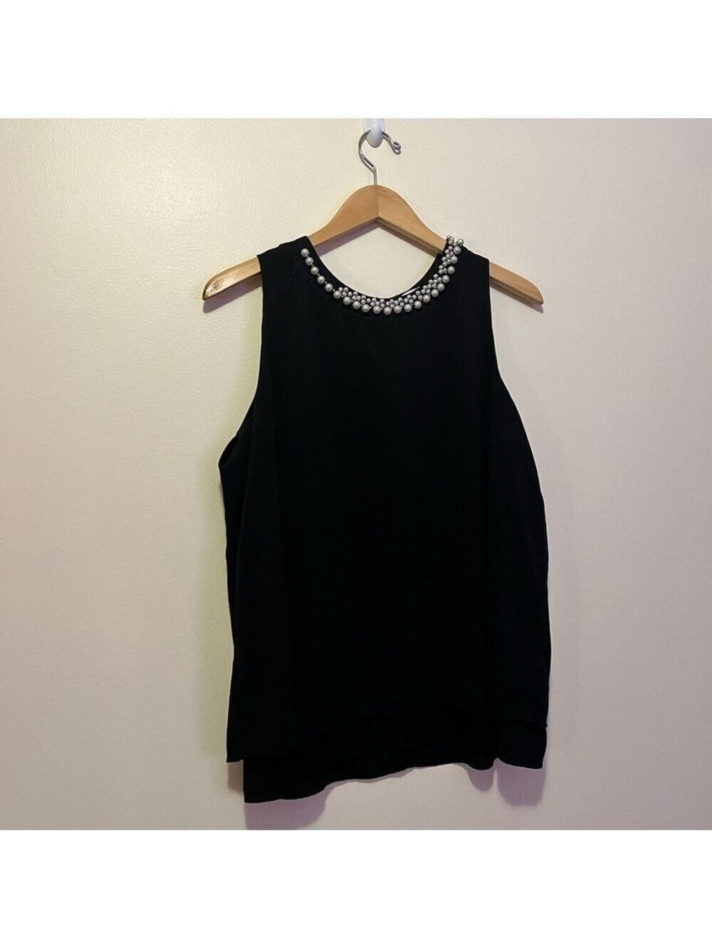 Calvin Klein Black Top with Pearl Details